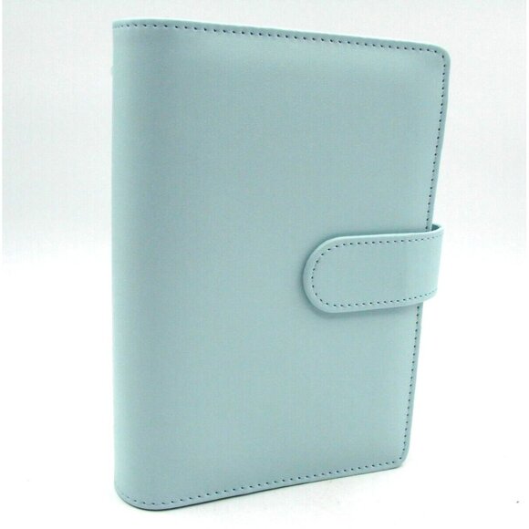 Unbranded Other - NEW Blue Leather 6 Ring Planner Organizer Zipper Envelope Budget Tab Stickers